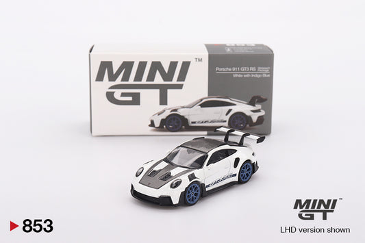 **LIMIT 2** MiniGT 1:64 Porsche 911 (992) GT3 RS Weissach Package - White Indigo Blue #853