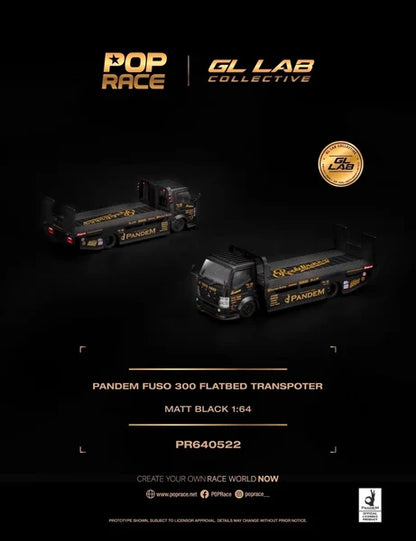Pop Race X GL Lab Collective 1:64 Pandem Fuso 200 Flatbed Transporter Matte Black - Stance Garage Taiwan Exclusive