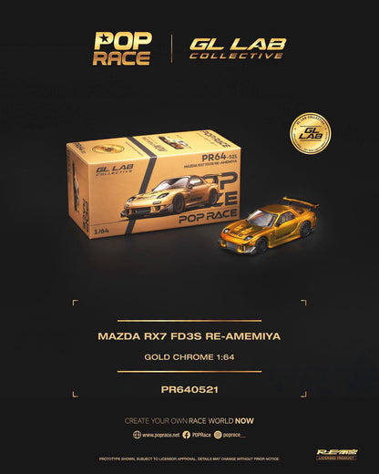 Pop Race X GL Lab Collective 1:64 Mazda RX7 FD3S RE-Amemiya - Gold Chrome