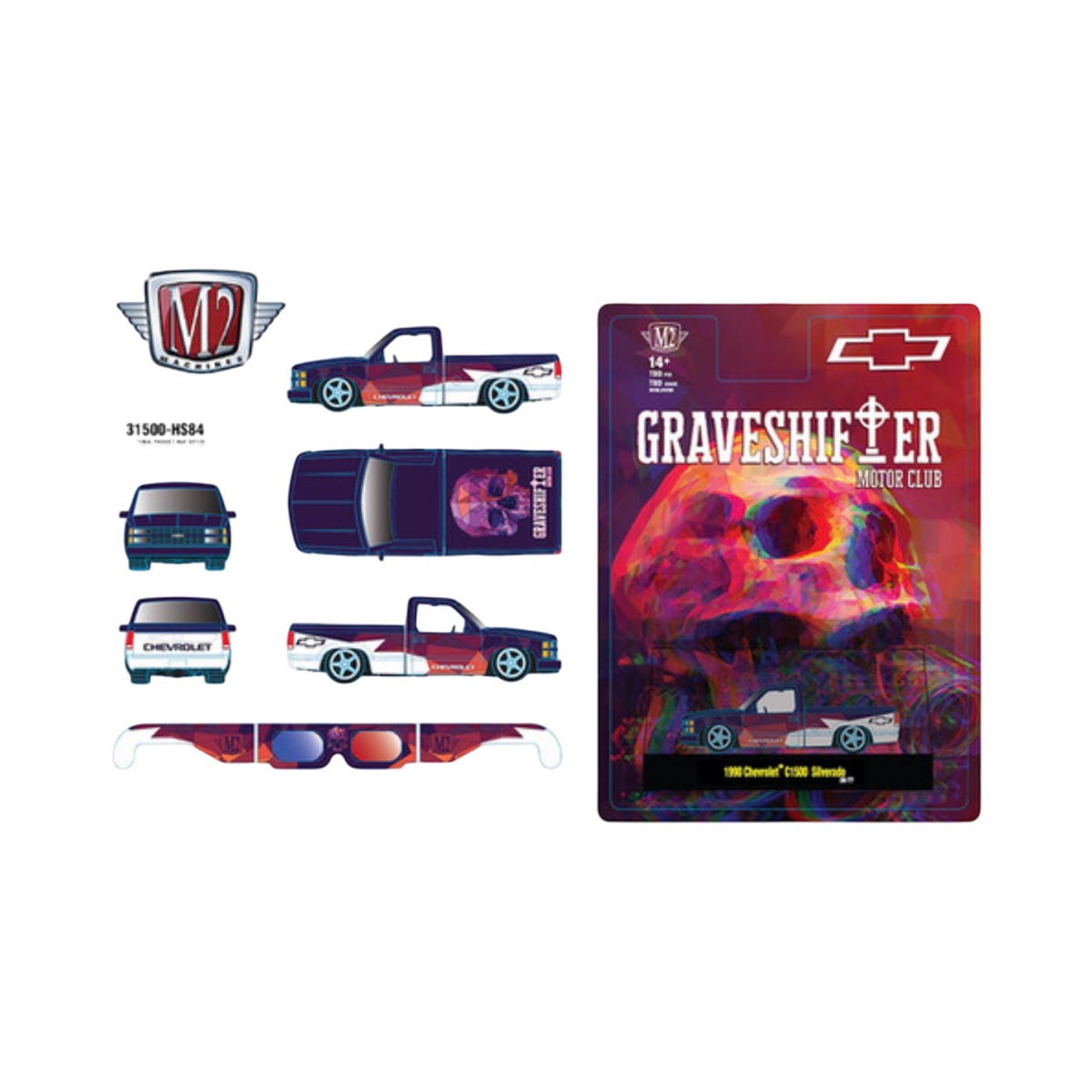M2 Machines 1:64 1990 Chevrolet C1500 Silverado With 3D Spectra Glasses