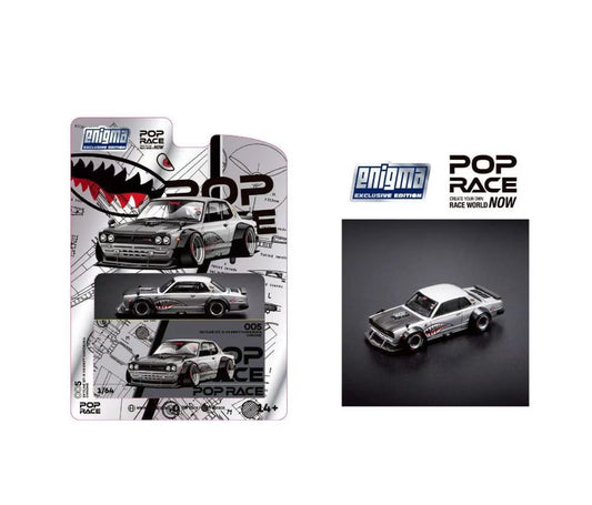 Pop Race X Enigma 1:64 Skyline GT-R V8 Drift Hakosuka - Metallic Silver
