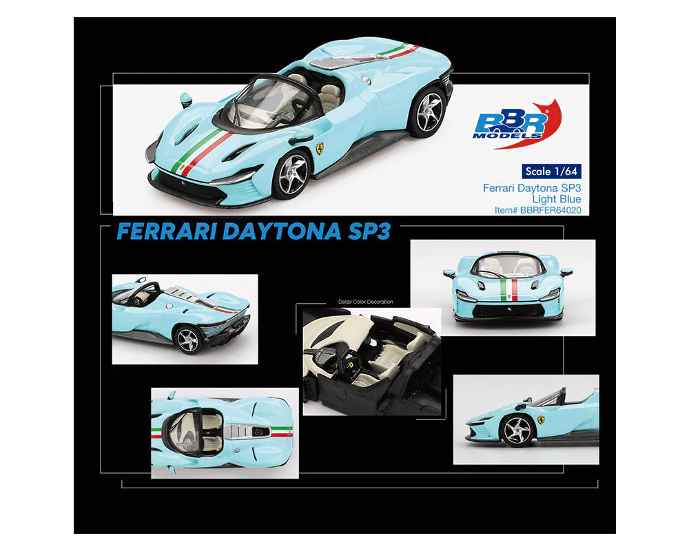 BBR Models 1:64 Ferrari Daytona SP3 – Light Blue
