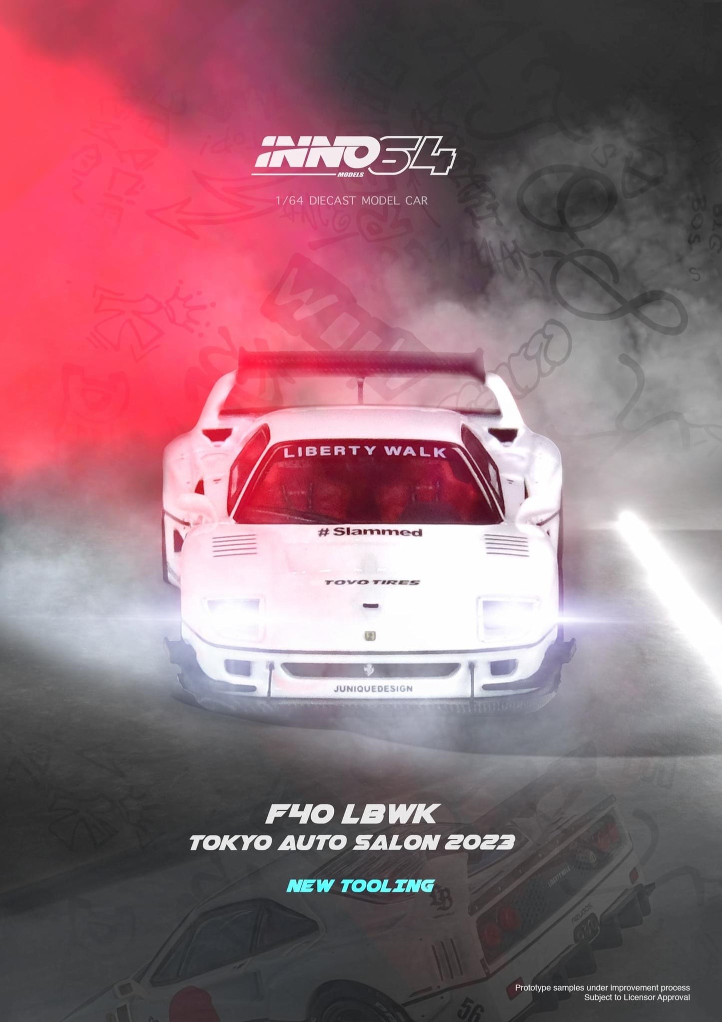 Inno64 1:64 Ferrari F40 Liberty Walk 2023 Tokyo Auto Salon Exclusive - White