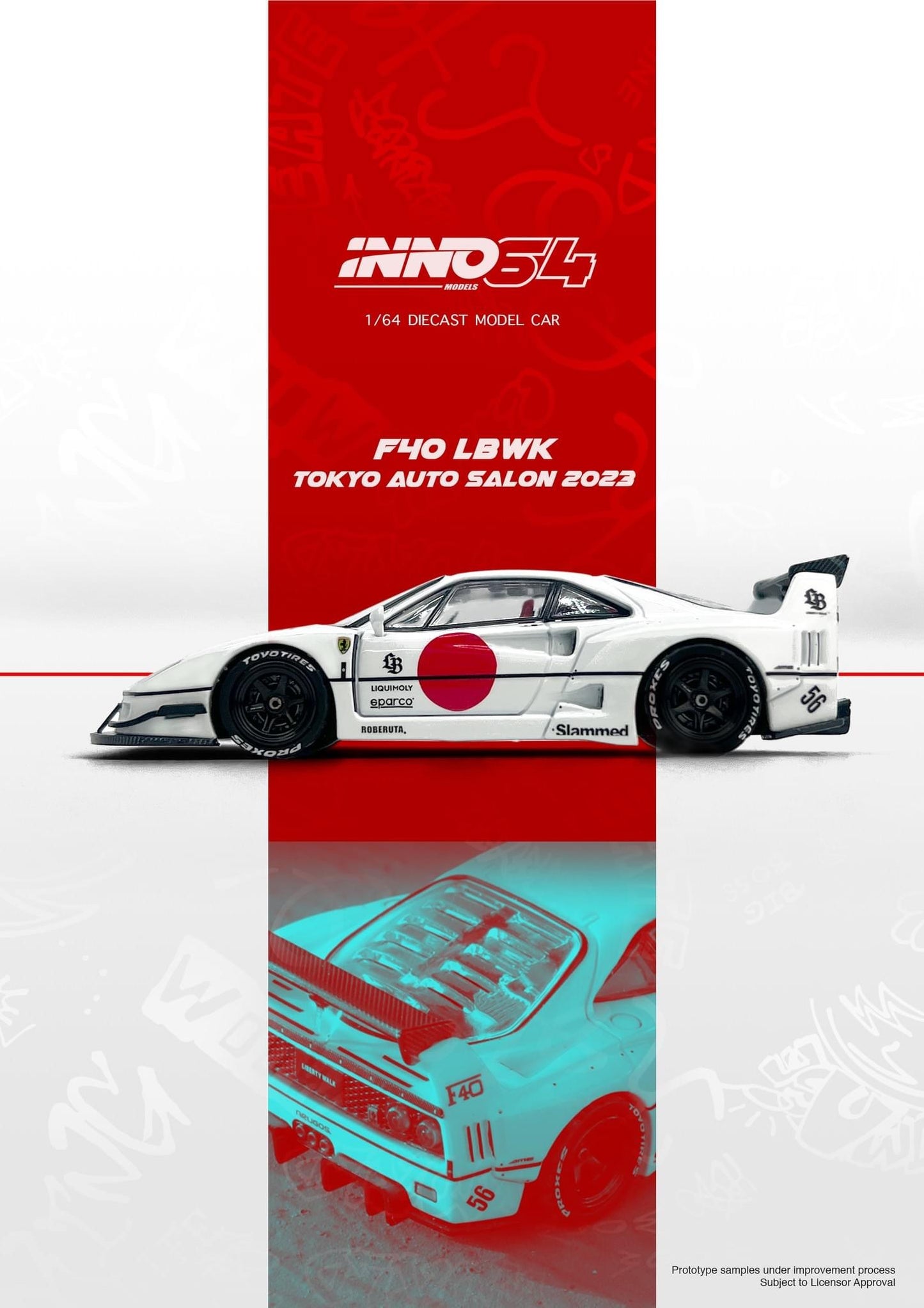 Inno64 1:64 Ferrari F40 Liberty Walk 2023 Tokyo Auto Salon Exclusive - White