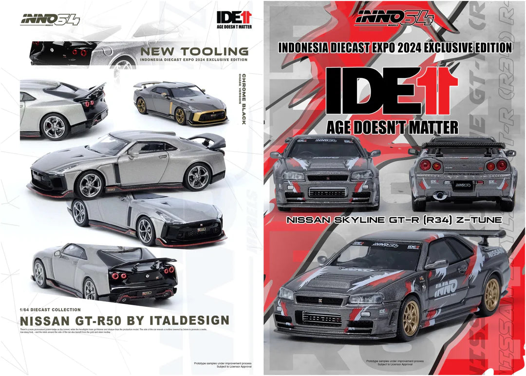 Inno64 1:64 2024 IDE Indonesia Diecast Expo Exclusive Edition - R34 GT-R & R50 Pair