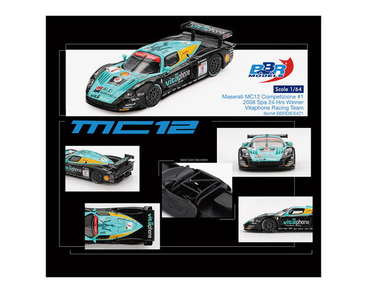 BBR Models 1:64 Maserati MC12 Competizione #1 Vitaphone Racing Team 2008 Spa 24 Hrs. Winner