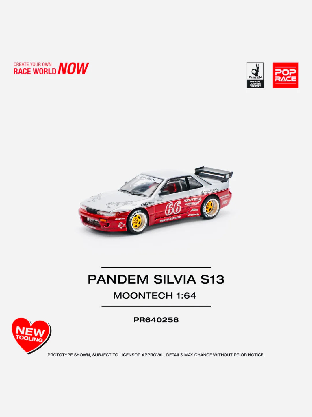 Pop Race 1:64 Pandem Silvia S13 - Moontech Red