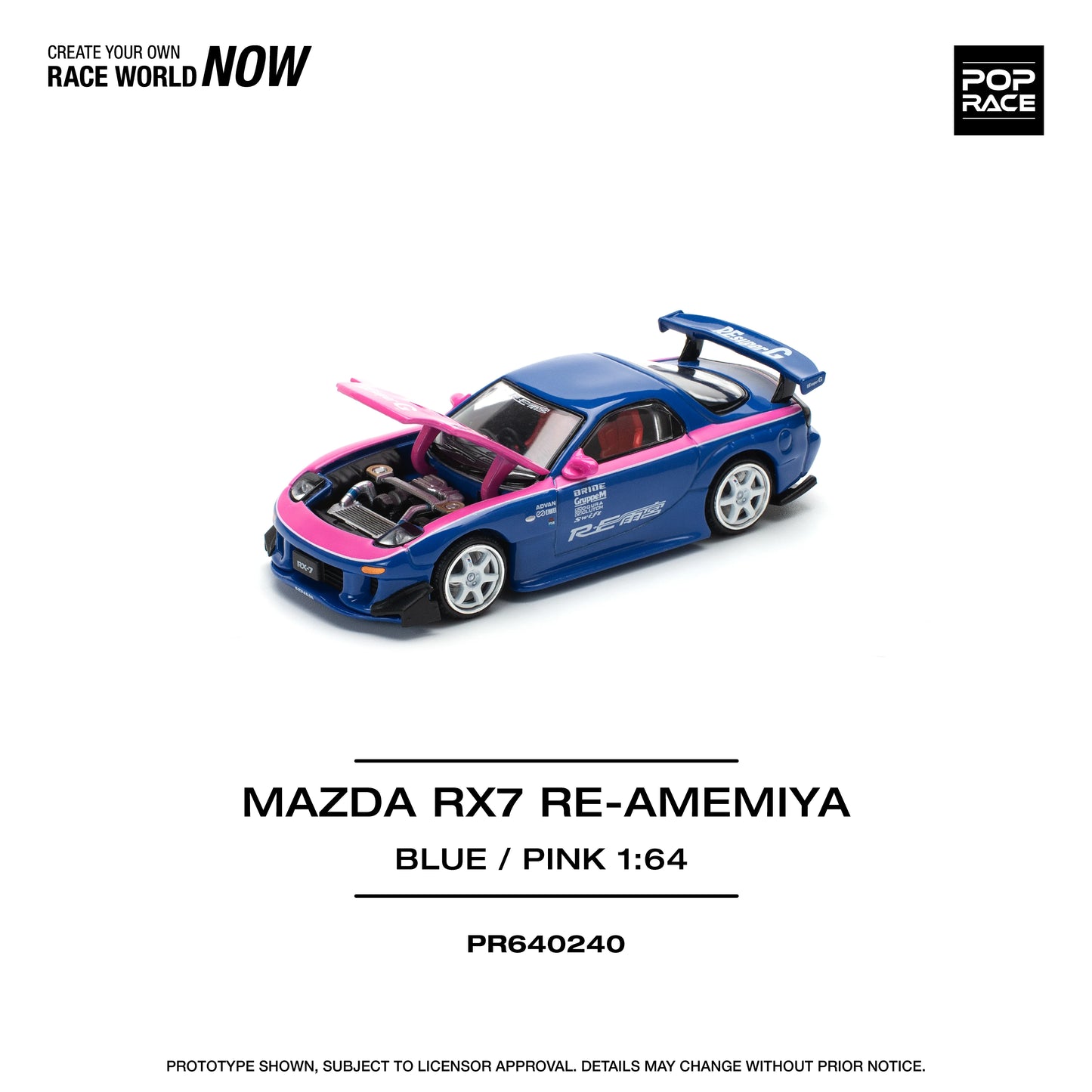 Pop Race 1:64 Mazda RX-7 RE-Amemiya - Blue/Pink