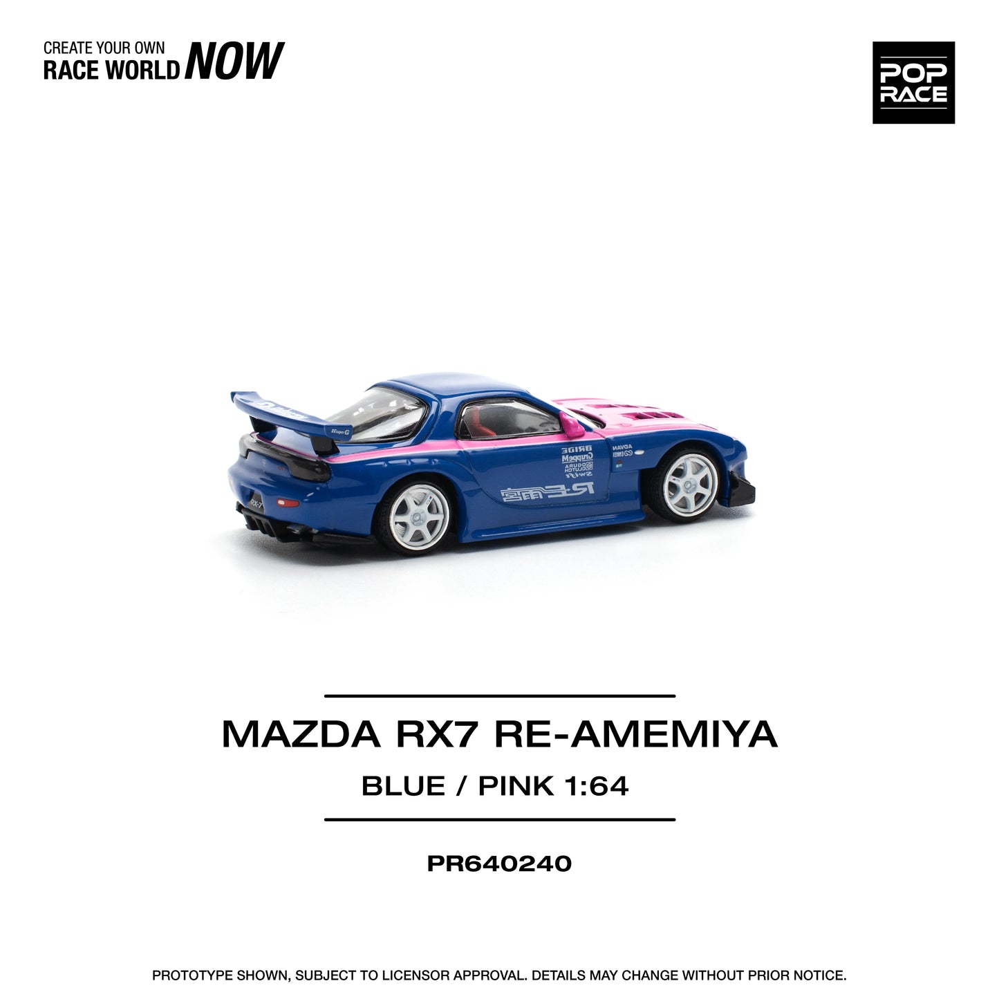 Pop Race 1:64 Mazda RX-7 RE-Amemiya - Blue/Pink