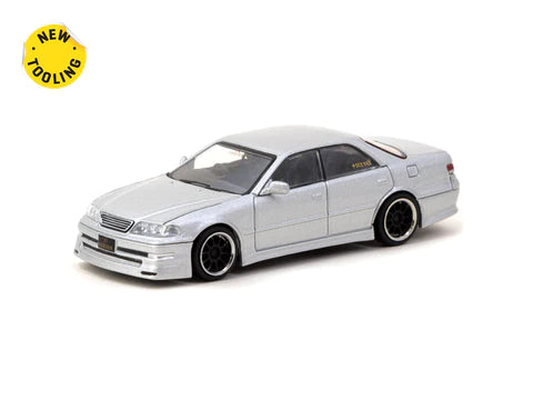 Tarmac Works 1:64 VERTEX Toyota Mark II JZX100 Silver Metallic - HK Toy Car Salon Special Edition - GLOBAL64