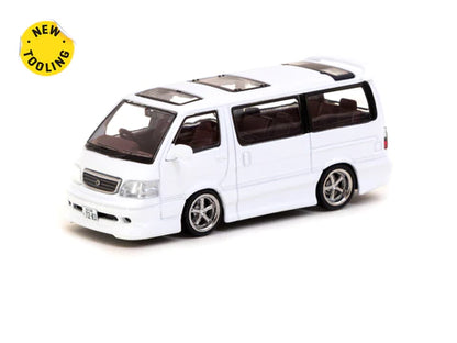 Tarmac Works 1:64 Toyota Hiace Wagon Custom – White – Special Edition – Road64