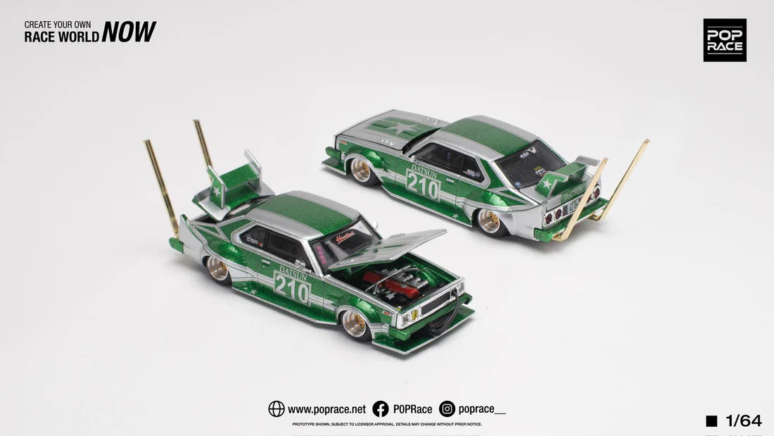 Pop Race 1:64 Skyline C210 Kaido Racer Bosozoku - Green