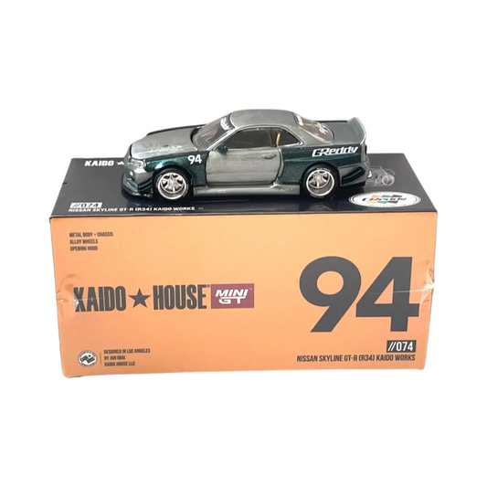 MiniGT X Kaido House 1:64 Nissan Skyline GT-R (R34) Kaido Works GReddy V1 – Green CHASE