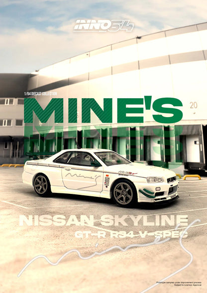 Inno64 1:64 Nissan Skyline GT-R R34 V-Spec Tuned By Mine's