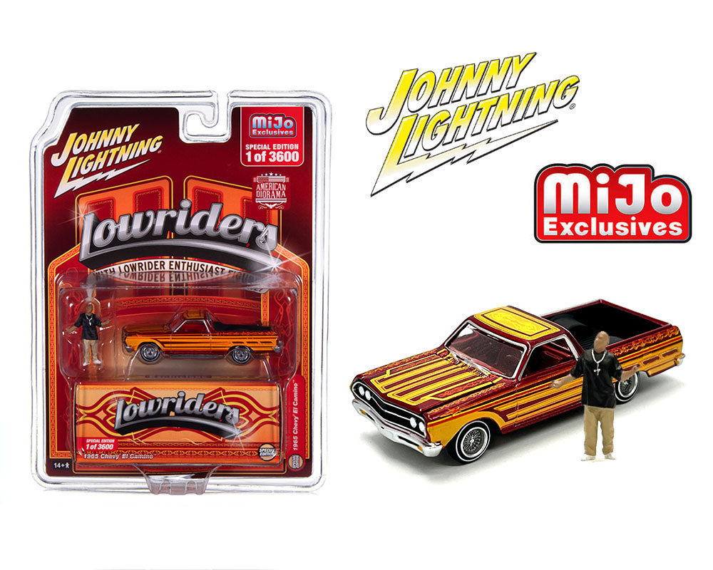 Johnny Lightning 1:64 Lowriders 1965 Chevrolet El Camino with American Diorama Figure - MiJo Exclusive