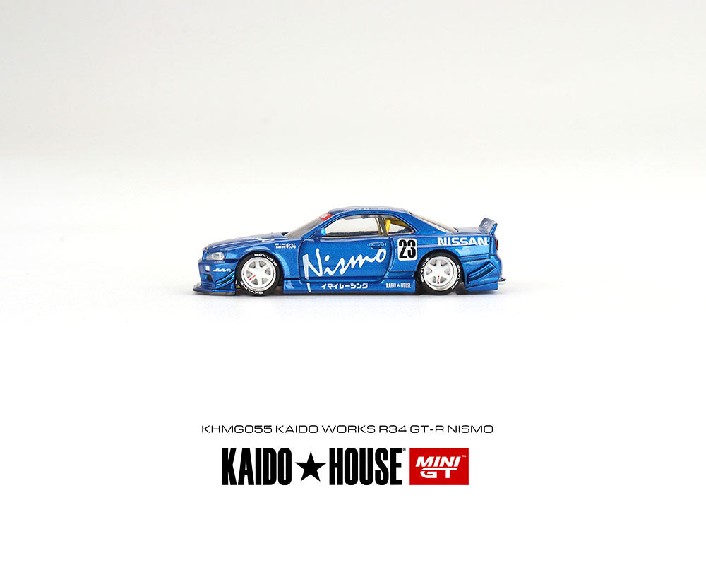 MiniGT X Kaido House 1:64 Nissan Skyline GT-R R34 Kaido Works V3 Blue
