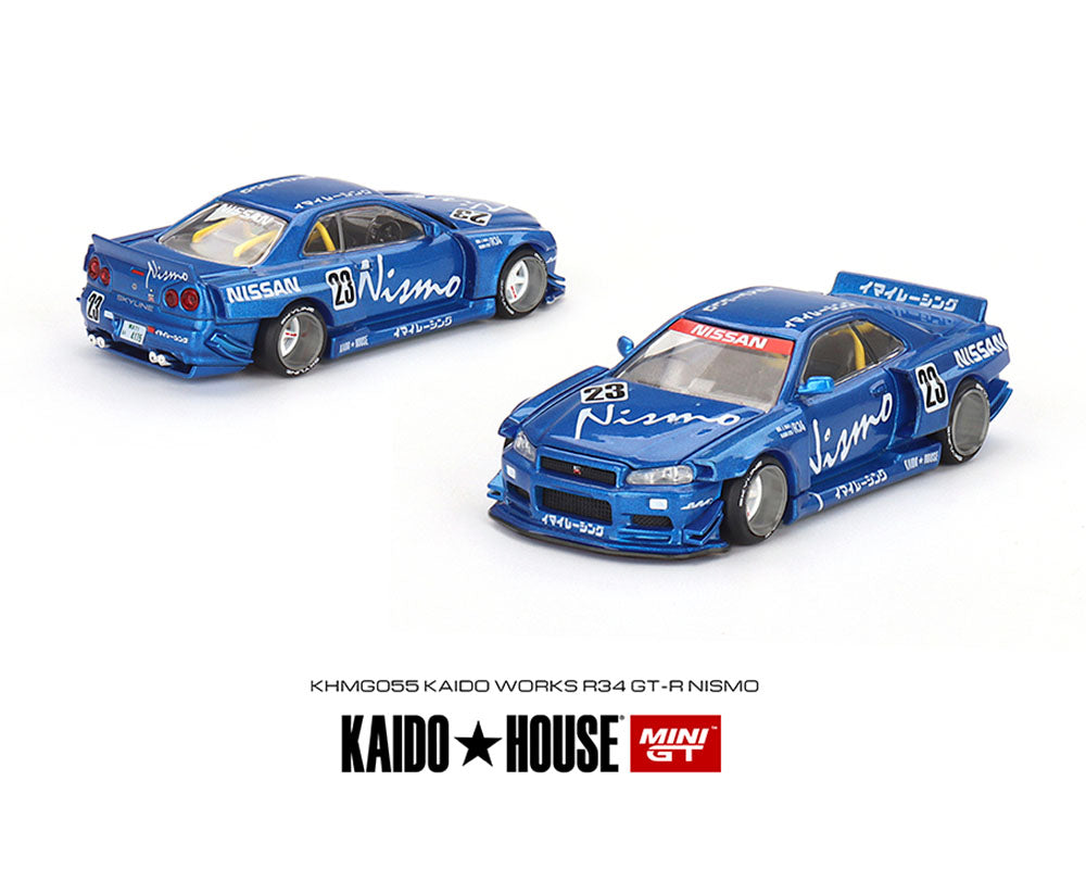 MiniGT X Kaido House 1:64 Nissan Skyline GT-R R34 Kaido Works V3 Blue