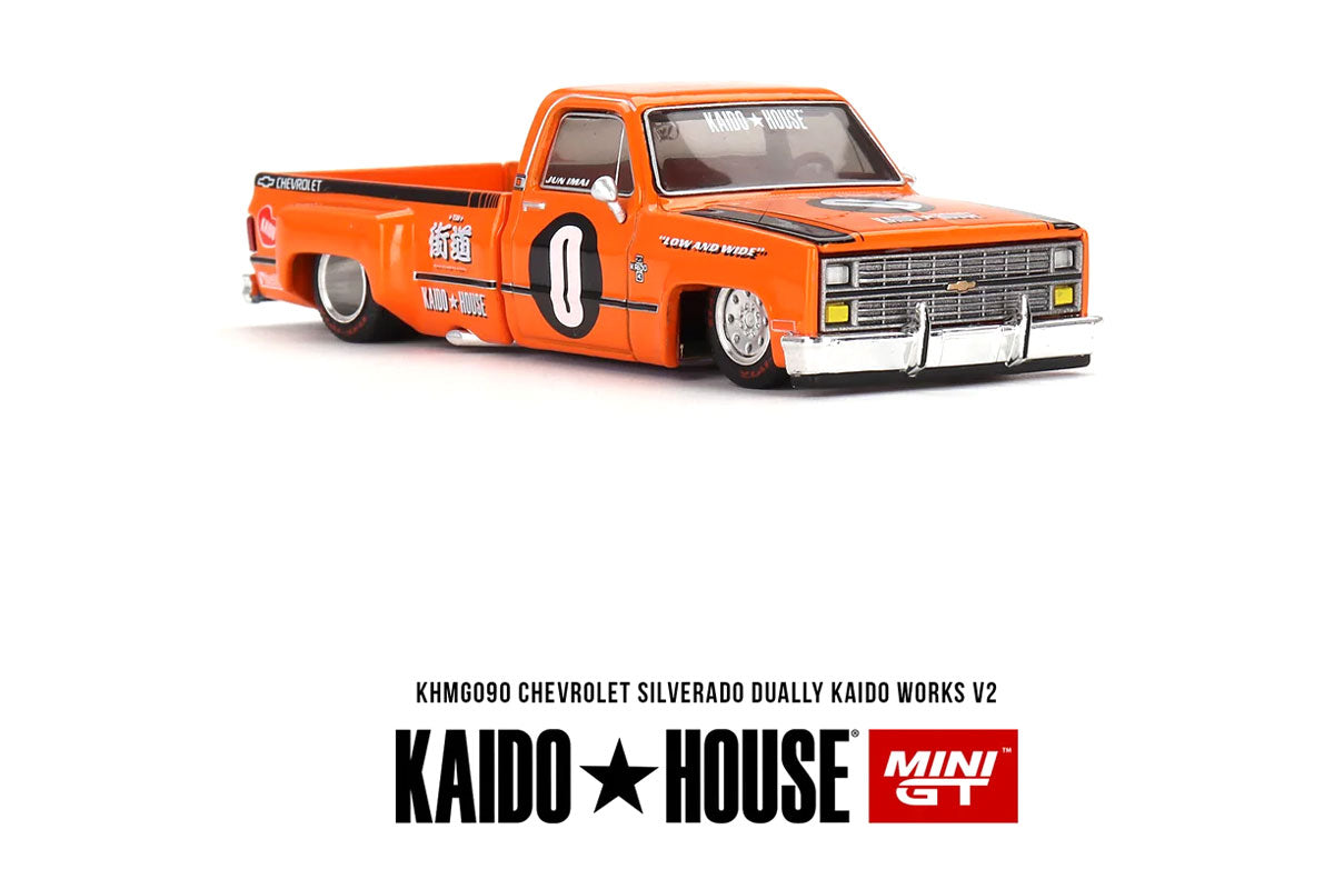 MiniGT X Kaido House 1:64 Chevrolet Silverado Dually Pickup Truck V2 - Orange