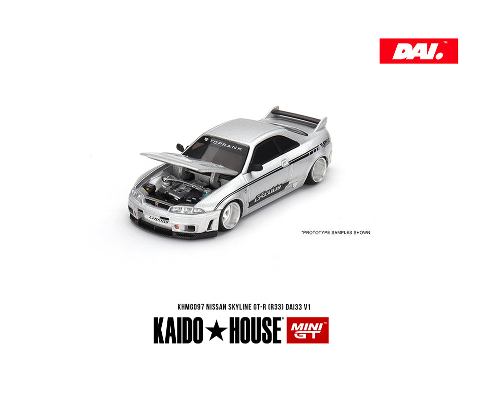 MiniGT X Kaido House 1:64 Nissan Skyline GT-R (R33) DAI33 V1 - Silver