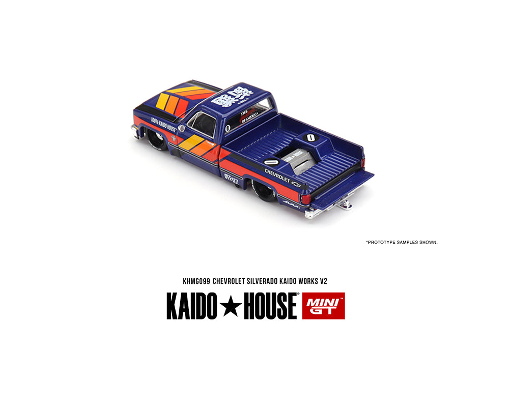 MiniGT X Kaido House 1:64 Chevrolet Silverado KAIDO WORKS V2 - Blue