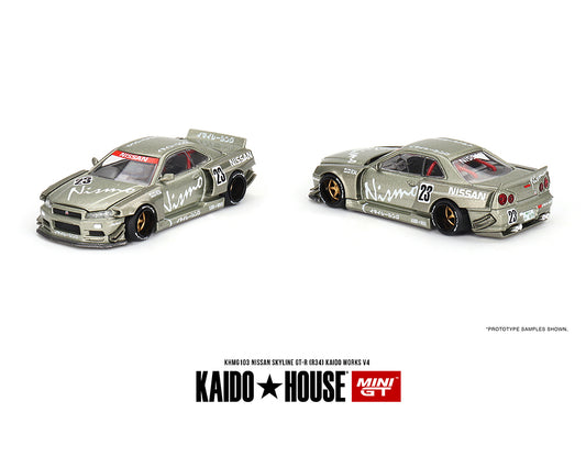 MiniGT X Kaido House 1:64 Nissan Skyline GT-R (R34) Kaido Works V4 - Green