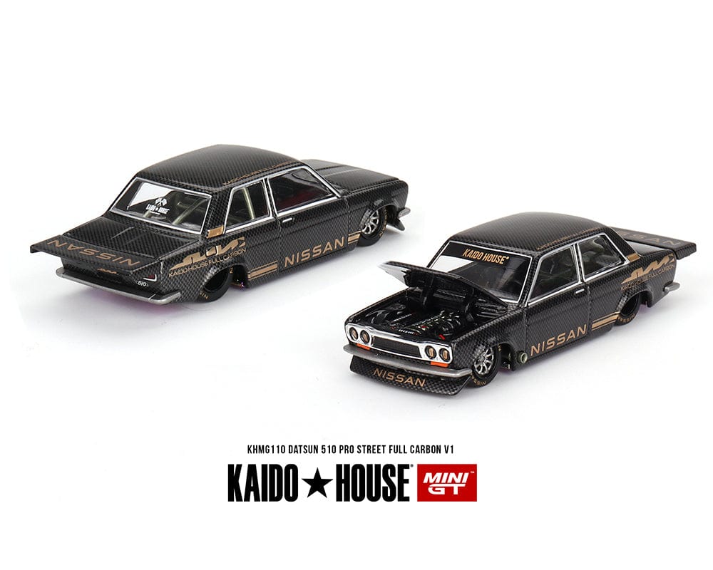 MiniGT X Kaido House 1:64 Datsun 510 Pro Street Full Carbon V1 - Black Carbon