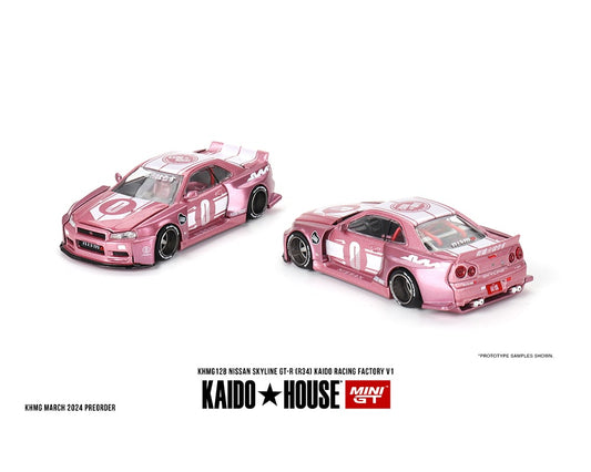 MiniGT X Kaido House 1:64 Nissan Skyline GT-R (R34) Kaido Racing Factory V1 – Pink