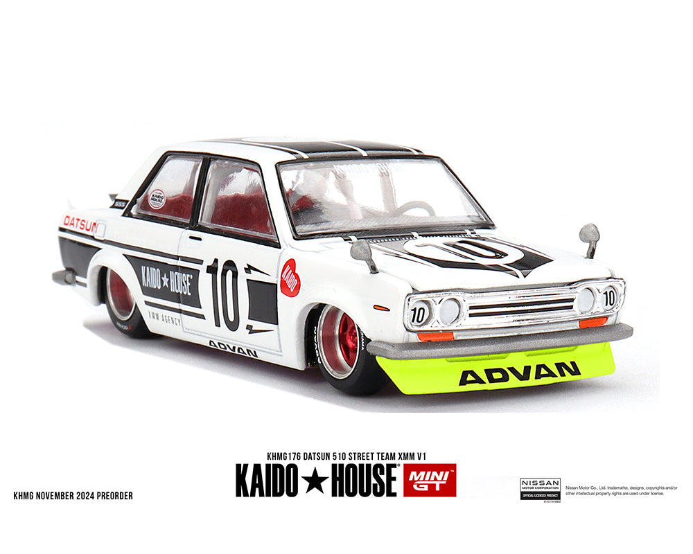 MiniGT X Kaido House 1:64 Datsun 510 Street Team XMM V1 - White