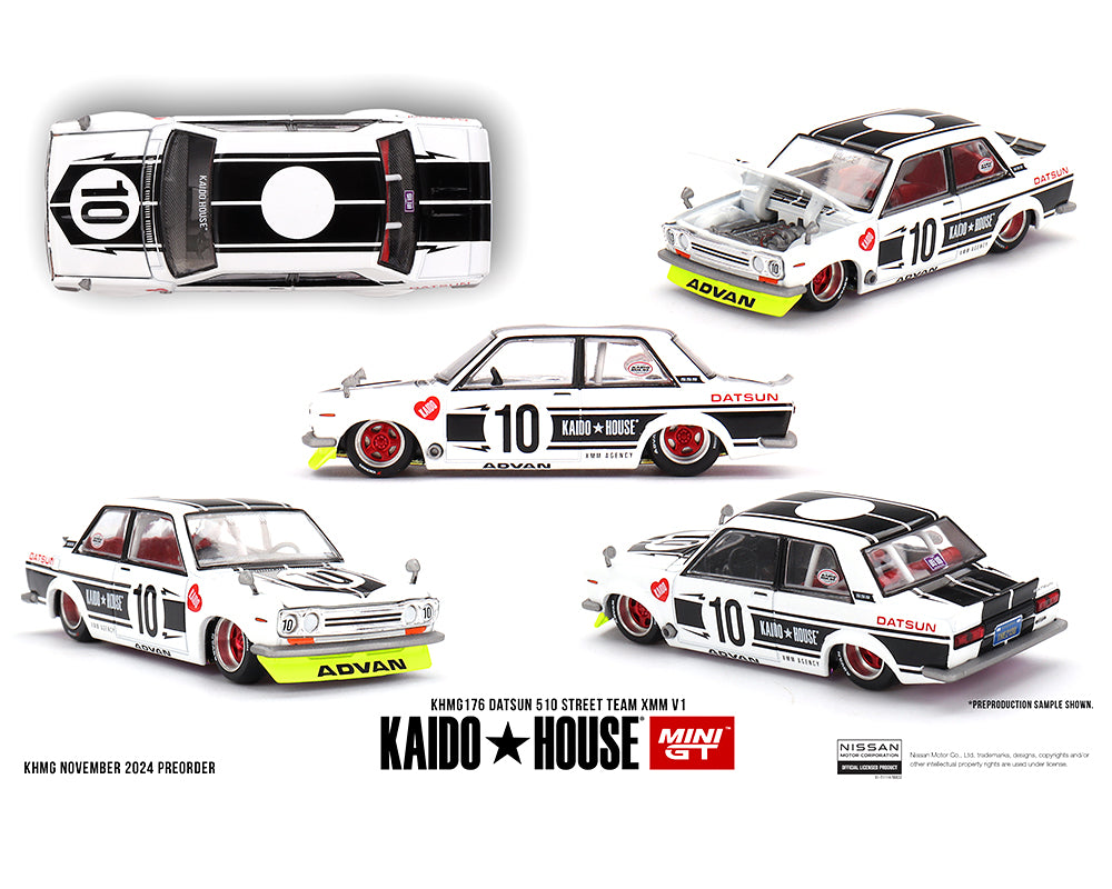 MiniGT X Kaido House 1:64 Datsun 510 Street Team XMM V1 - White
