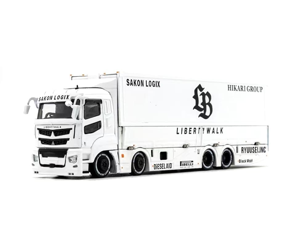 GCD 1:64 Liberty Walk LB-Trucks Mitsubishi Fuso Super Great Transporter Sakon Logix – White