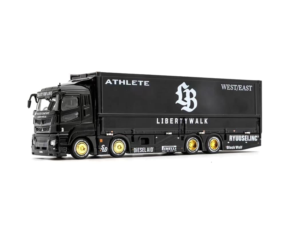 GCD 1:64 Liberty Walk LB-Trucks Mitsubishi Fuso Super Great Transporter Athlete – Black