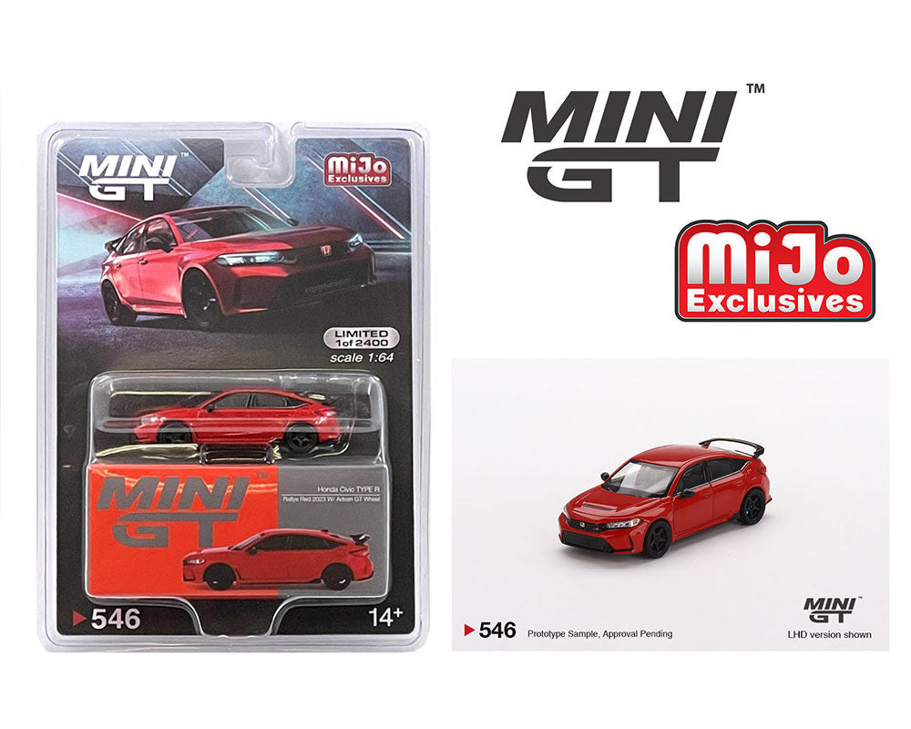MiniGT 1:64 Honda Civic Type R Rallye 2023 W/ Advan GT Wheels – Red – MiJo Exclusive #546