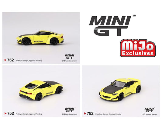 MiniGT 1:64 Nissan Z Pandem – Ikazuchi Yellow – MiJo Exclusive #752