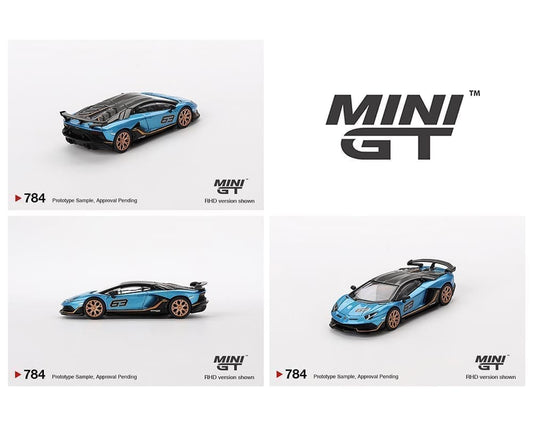 MiniGT 1:64 Lamborghini Aventador SVJ 63 – Blu Aegir - #784