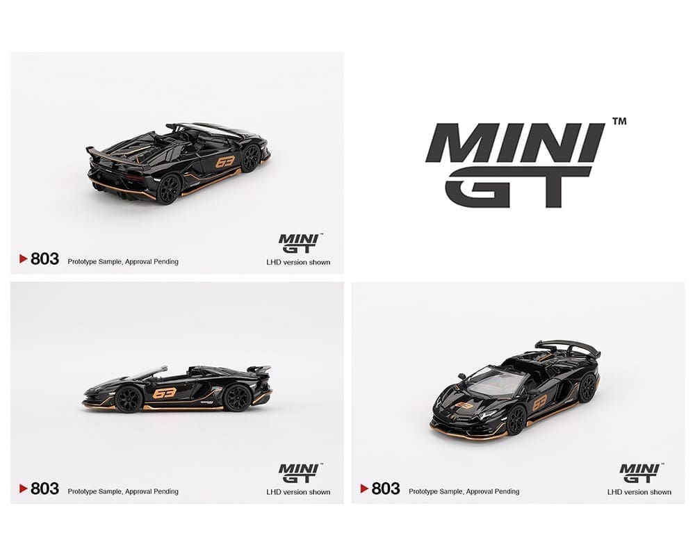 MiniGT 1:64 Lamborghini Aventador SVJ 63 Roadster Nero Aldebaran #803