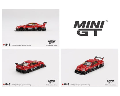 MiniGT 1:64 Nissan LB-ER34 Super Silhouette Skyline – Red/Black #843