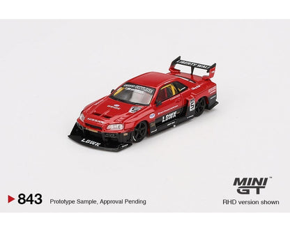 MiniGT 1:64 Nissan LB-ER34 Super Silhouette Skyline – Red/Black #843