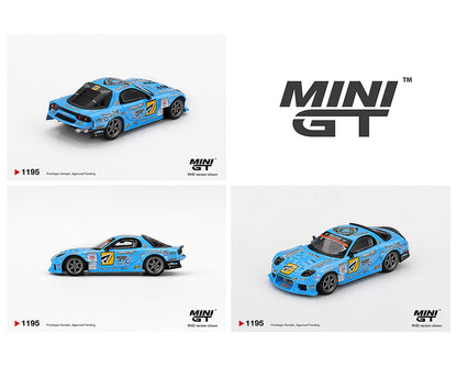 MiniGT 1:64 Mazda RX-7 RE-Amemiya 2025 D1GP – Blue #1195