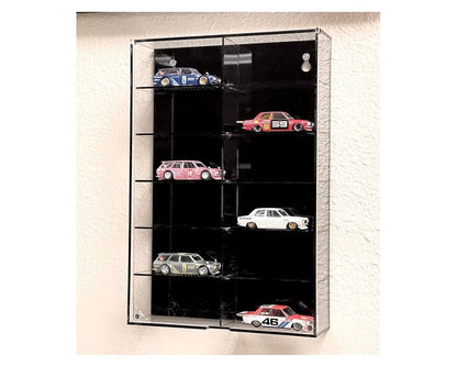 Showcase 1:64 12 Car Display Case For Loose Cars - Wall Mount With Black Back & Clear Cover - MiJo Exclusive