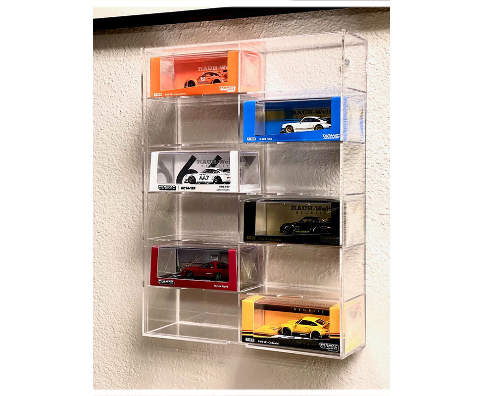 Showcase 1:64 12-Car Display Case Wall Mount Plastic Clear Version With Cover – MiJo Exclusive