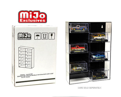 Showcase 1:64 12 Car Display Case - Wall Mount With Black Back And Front Cover - MiJo Exclusive