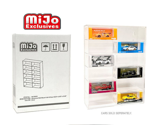 Showcase 1:64 12-Car Display Case Wall Mount Plastic Clear Version With Cover – MiJo Exclusive