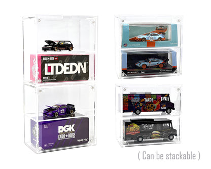 Showcase 1:64 2-Car Desk Top Collector Display Case (5″x2.5″x4.75″) – MiJo Exclusive