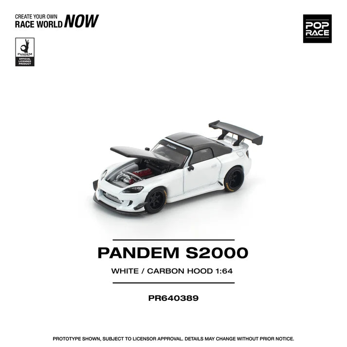 Pop Race 1:64 Pandem S2000 SoftTop - White / Carbon Hood