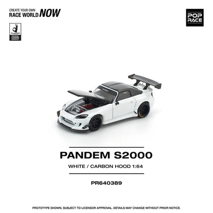 Pop Race 1:64 Pandem S2000 SoftTop - White / Carbon Hood