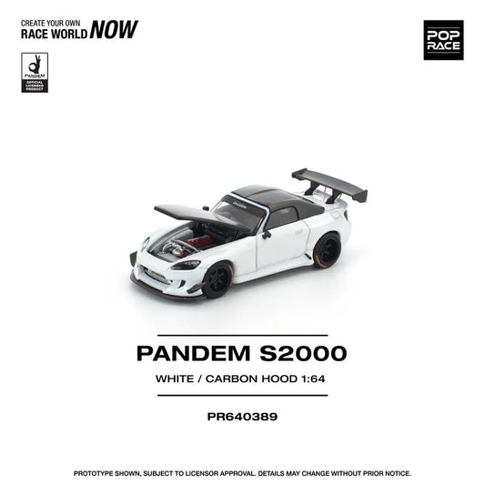 Pop Race 1:64 Pandem S2000 SoftTop - White / Carbon Hood