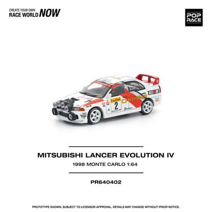 Pop Race 1:64 Mitsubishi Lancer Evolution IV - 1998 Monte Carlo Rally