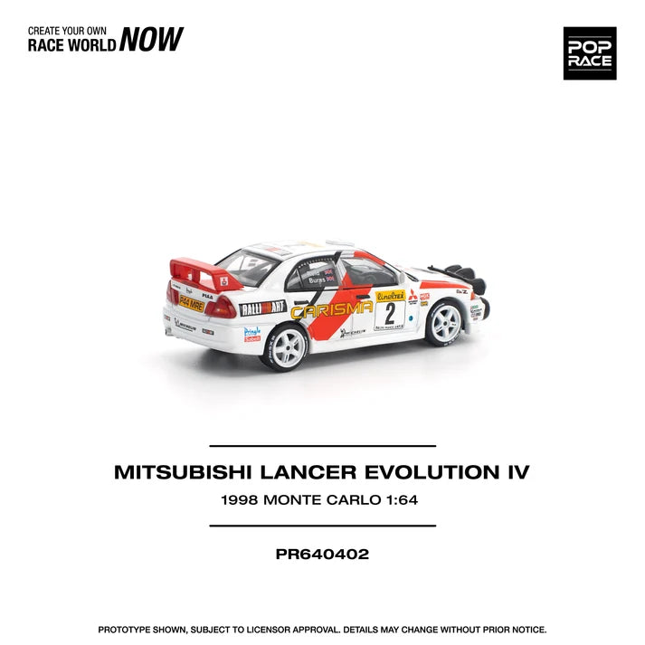 Pop Race 1:64 Mitsubishi Lancer Evolution IV - 1998 Monte Carlo Rally