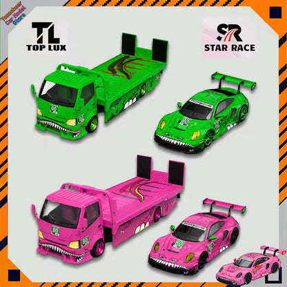 Top Lux X Star Race 1:64 911 GT3 R & H300 Trailer Set - *2 Styles*