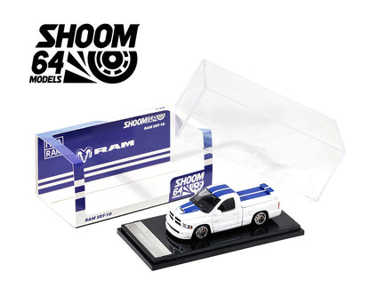 Shoom64 1:64 2003 Dodge Ram SRT-10 Pickup – White W/Blue Stripe